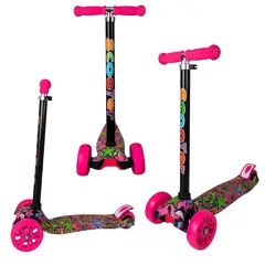 GENERICO - Patineta Infantil 3 Ruedas Diseño Graffiti – NIÑA ROSADO