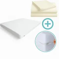 GENERICO - Set Colchón Corral + Forro Antifluido + Sábana Beige Algodon