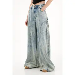 TOPMARK - Jean Wide Leg tiro alto azul claro para mujer