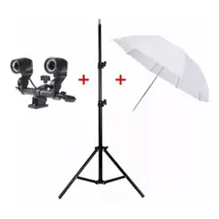 ILUV - Estudio Fotografía Iluminación Socket x2 Trípode + Sombrilla