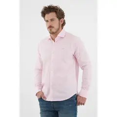TENNIS - Camisa manga larga rosada para hombre