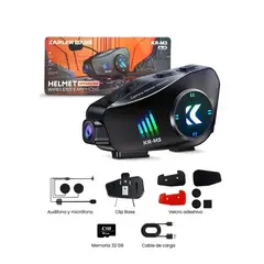 AMERICAN GENERICS - Intercomunicador Con Camara Moto Inalambrico Bluetooth KR-M3+ MICRO SD