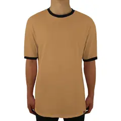 FUERA DEL MOLDE - Camiseta Clásica Básica Premium Bicolor Unisex Camel Negro