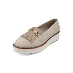 SEVENTEEN - MOCASINES BEIGE CON HERRAJE DORADO BRIELLE