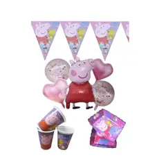 GENERICO - Kit Decoracion Peppa Pig Globos Vasos Y Platos Cumpleaños