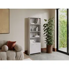 RTA MUEBLES - Biblioteca Lisa 1.80 Con Puerta color Cemento BLT 12295 RTA