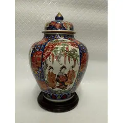 GENERICO - Florero Antiguo En Porcelana China Con Tapa Pintado Al Oleo