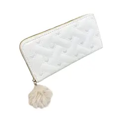 GENERICO - Billetera Larga Blanca Corazones Para Mujer En Cuero Sintetico Calidad