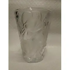GENERICO - Florero Antiguo Cristal Murano De Rosas Tallado Macizo 1950