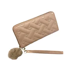 GENERICO - Billetera Larga Beige Corazones Para Mujer En Cuero Sintetico Calidad