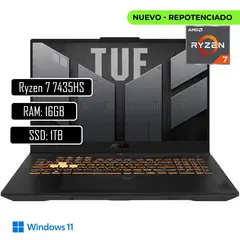 ASUS - PORTATIL TUF GAMING AMD RYZEN 7 7435HS 16GBDDR5 1TB SSD PANT 15,6" FHD RTX 4050 6GB