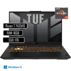ASUS - PORTATIL TUF GAMING AMD RYZEN 7 7435HS 16GBDDR5 1TB SSD PANT 15,6" FHD RTX 4050 6GB