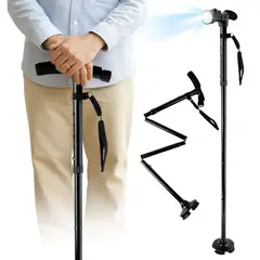 STYLE STARS - Bastón 4 Patas con Luz LED - Altura Ajustable y Plegable