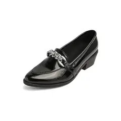 SEVENTEEN - ZAPATO NEGRO CON CHAROL CON HERRAJE PLATEADO FABIANA