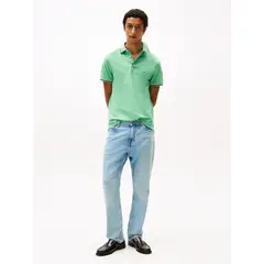 TOMMY HILFIGER - Polo verde ribeteado de corte slim