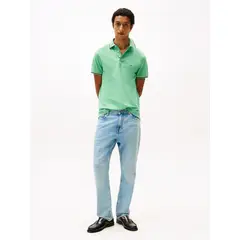TOMMY HILFIGER - Polo verde ribeteado de corte slim