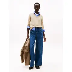 TOMMY HILFIGER - Saco beige de punto con Cuello en V