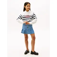 TOMMY HILFIGER - Minifalda multicolor chaqueta jeans plisada