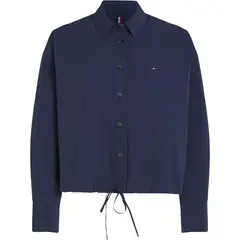 TOMMY HILFIGER - Blusa azul corta a rayas con cordón ajustable