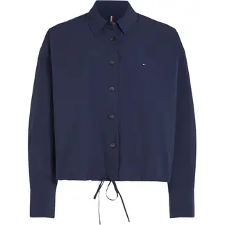 TOMMY HILFIGER - Blusa azul corta a rayas con cordón ajustable