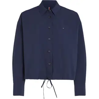 TOMMY HILFIGER - Blusa azul corta a rayas con cordón ajustable