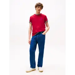 TOMMY HILFIGER - Camiseta roja con monograma TH a contraste