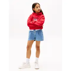 TOMMY HILFIGER - Saco rojo con capota y logo de lentejuelas