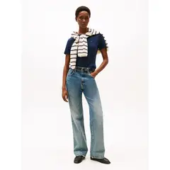 TOMMY HILFIGER - Camiseta azul de cuello redondo con corte slim