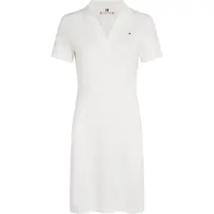 TOMMY HILFIGER - Vestido blanco tipo polo con cuello en V abierto