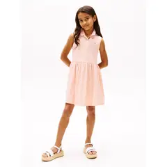 TOMMY HILFIGER - Vestido rosa tipo polo con diseño calado