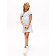 TOMMY HILFIGER - Vestido celeste de patinadora con cuello redondo