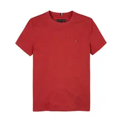 TOMMY HILFIGER - Camiseta roja Essential de cuello redondo
