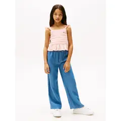 TOMMY HILFIGER - Top rosa texturizado con volantes