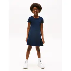 TOMMY HILFIGER - Vestido azul de patinadora con cuello redondo