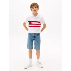 TOMMY HILFIGER - Polo blanco con diseño colorblock con logo