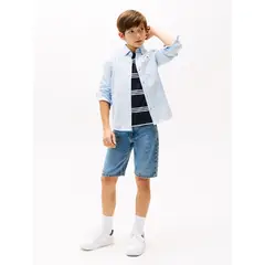 TOMMY HILFIGER - Camisa celeste de corte regular en piqué