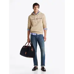 TOMMY HILFIGER - Buzo beige con capota y logo bordado