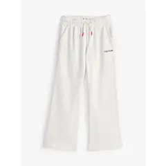 TOMMY HILFIGER - Joggers blanco de pierna ancha con logo bordado