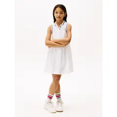 TOMMY HILFIGER - Vestido blanco tipo polo con diseño calado