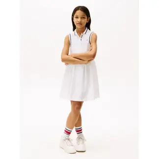 TOMMY HILFIGER - Vestido blanco tipo polo con diseño calado