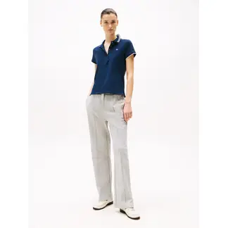 TOMMY HILFIGER - Polo azul de corte slim con logo a contraste