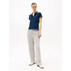 TOMMY HILFIGER - Polo azul de corte slim con logo a contraste