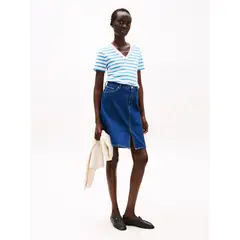 TOMMY HILFIGER - Camiseta azul de rayas con cuello en V
