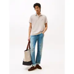 TOMMY HILFIGER - Polo beige de corte regular con logo