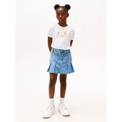 TOMMY HILFIGER - Camiseta blanca tipo universitaria de cuello redondo