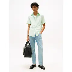 TOMMY HILFIGER - Camisa verde poplin solida