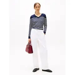 TOMMY HILFIGER - Saco azul oscuro de punto con Cuello en V