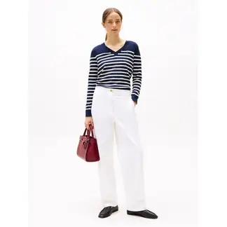 TOMMY HILFIGER - Saco azul oscuro de punto con Cuello en V
