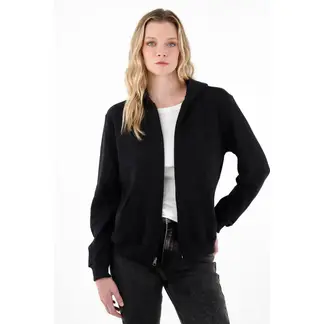TENNIS - Buzo negro con cierre para mujer
