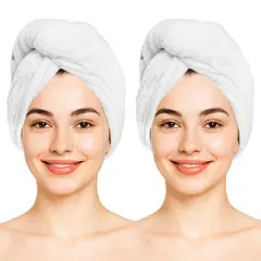 ENERGY PLUS - Set x2 Toalla Turbante para Cabello Algodón Ultra Absorbente